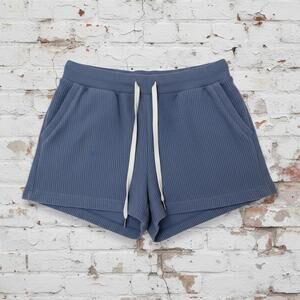 Aerie Blue Ribbed Casual Shorts with Drawstring